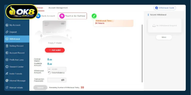 OK8 Withdraw Transaction Guide